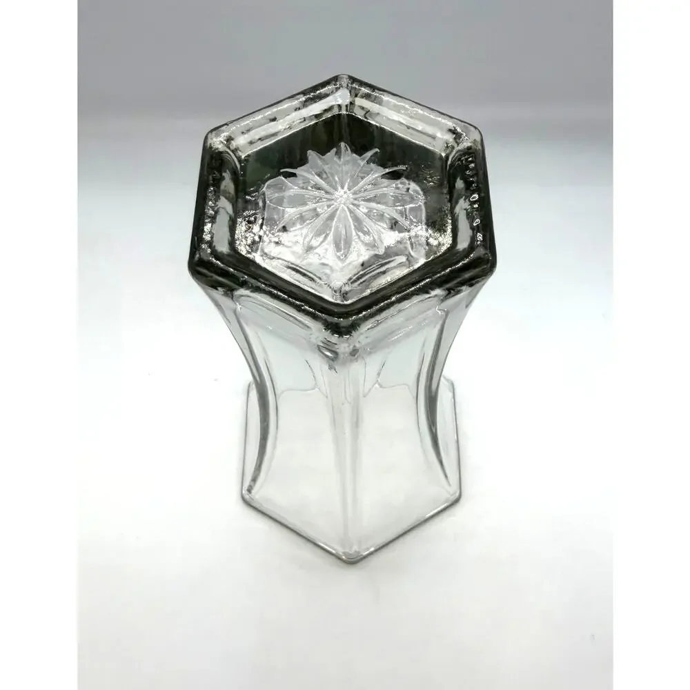 Vintage Hoosier Glass Six Panel Hexagon Clear Tulip Vase 9